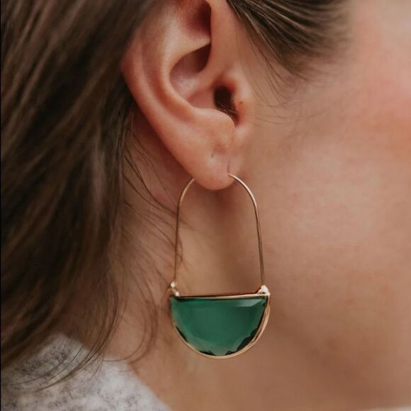 Anthropologie Jewelry - Green hoop earrings N495